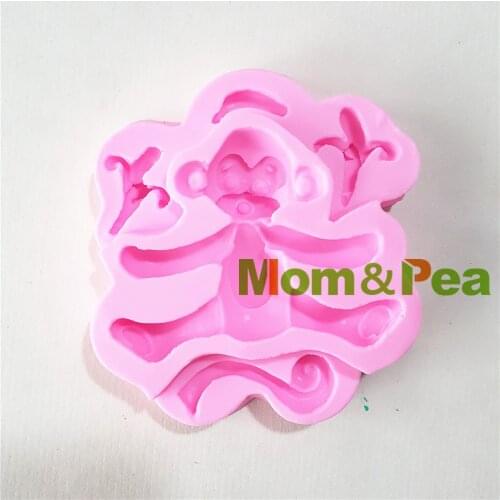 Mom&Pea 1364 Free Shipping Monkey Silicone Mold Cake Decoration Fondant Cake 3D Mold Soap Mold Food Grade