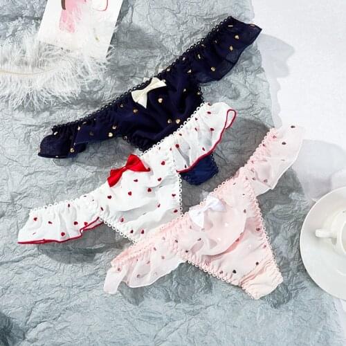 Cute Sexy Womens Underpants Love Gilding G-String Panties New Low-Rise Underwear Female Sweet Bow Thong Intimate Lingerie