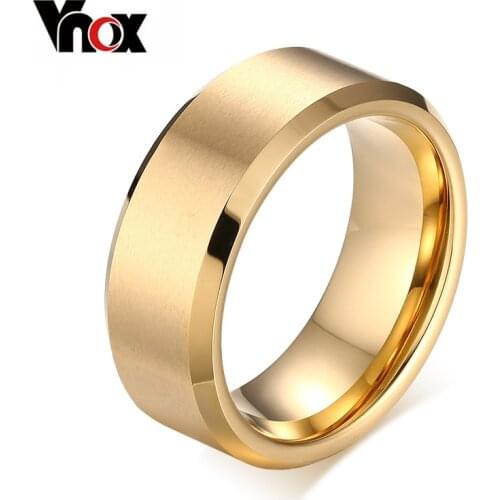 Vnox Top Quality 8.0mm Tungsten Ring for Men Classic Wedding Jewelry Hand Polish US Size