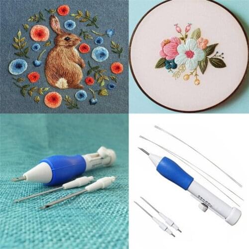 Magic Embroidery Pen Embroidery Needle Weaving Tool Fancy 1xEmbroidery Pen+4xNeedles Dropshipping 0308