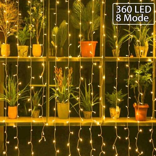 YASENN 3x2 LED Curtain Lights 360LEDs Window Curtain String Icicle Fairy Lights for bedrooms Wedding Christmas Party Decorations