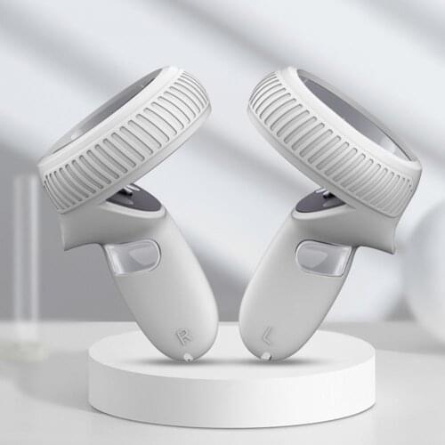 1 Pair VR Handle Grip Protective Skin Non-slip Dustproof Wear-resistant Protective Cushion with Hanging Strap for Oculu Quest 2
