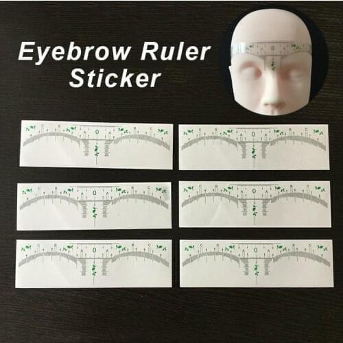 100pcs Microblading Disposable Eyebrow Measuring Stencil Sticker Ruler Permanent Makeup Tattoo Brow Shaping Tools PMU Supplies