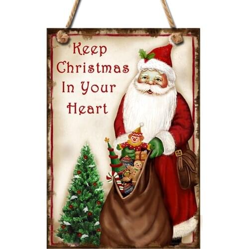 2021 New Year Wooden Door Hanging Sign Christmas Tree Ornament Christmas Decoration for Home Wooden Pendant Navidad Gift