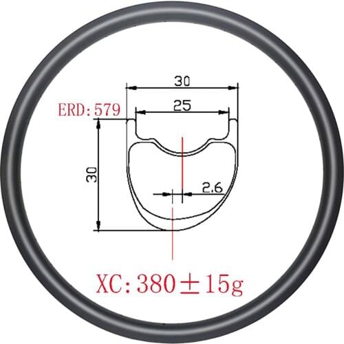 29er MTB XC 30x30mm asymmetric carbon fiber rim 30mm deep UD matte glossy Hookless clincher tubeless cross country mountain bike