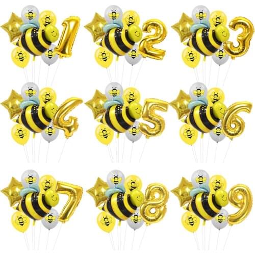Large Honeybee Foil Balloons with 32inch Gold Number Helium Balloon Bee Birthday Party Decorations Baby Shower Globos