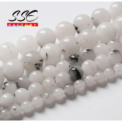 Natural Black Rutilated Quartz Jades Beads For Jewelry Making Round Loose Stone Beads DIY Bracelet Accessories 4 6 8 10 12mm 15"