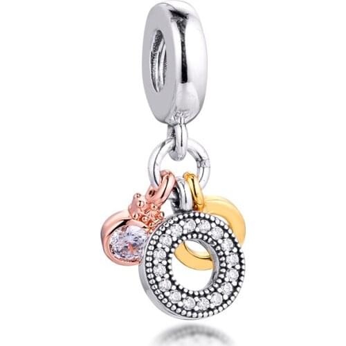 Beads fits for Necklaces Bracelets 100% 925 Sterling-Silver-Jewelry Triple Monogram O Charms Free Shipping