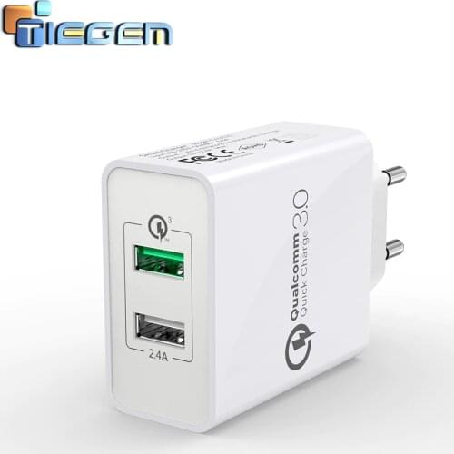 TIEGEM Quick Charger for iPhone X 8 7 iPad Fast Wall Charger EU Adapter for Samsung S9 S10 Mi 8 Mobile Phone USB Charge QC 3.0