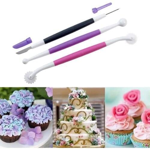 Wholesale 10 Sets(3 pcs/Set) SugarCraft Modelling Tool Clay Molding Sculpture Fondant Cake Decorating mold