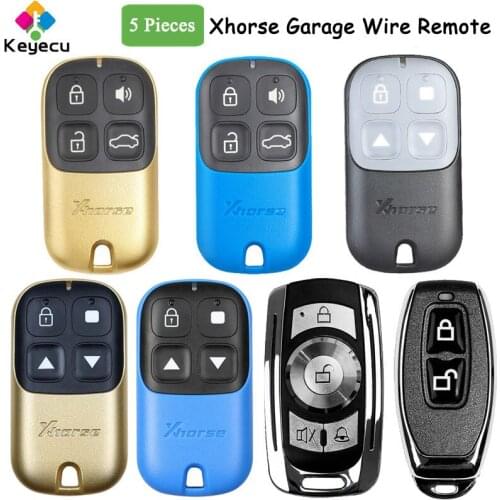 KEYECU 5 Pieces XHORSE VVDI ( English Version ) Garage Door Wired Universal Remote Key With 2 / 4 Buttons for VVDI Key Tool