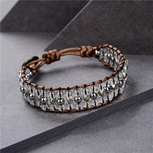 Fashion Boho Handmade Bracelet Natural Crystal Hematite Bead Multilayer Bracelets Charm Jewelry Gift Vintage Wrap Wristband B449