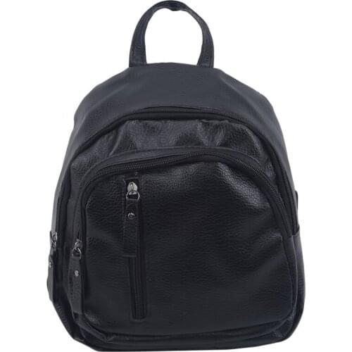 Fashion PU Leather Women Backpack Female Black Backpacks Small Zipper Bags Student Backpack Solid Rucksack For Girls