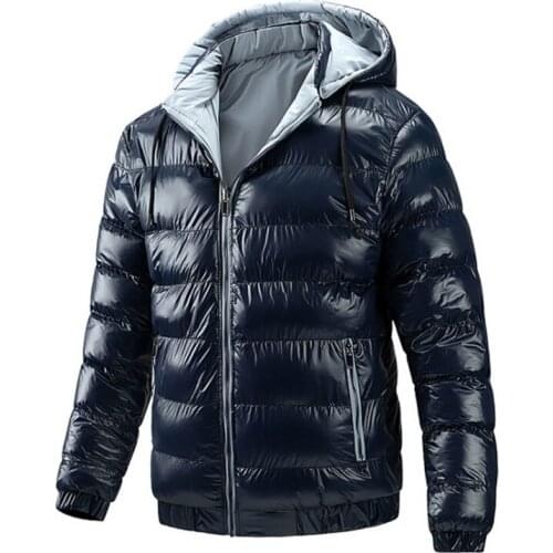 New Autumn Winter Jacket Men Fashion Parkas Hooded Men Cotton Padded Coat Double-sided Wear Windproof Jacket Male