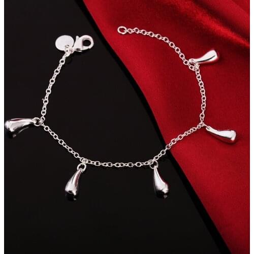 Hot new 925 sterling silver wild five Water droplets chain mens Bracelets Wedding party Wild Christmas Gifts fashion Jewelry