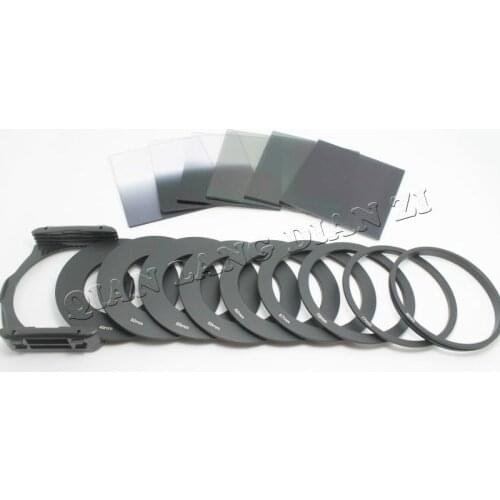 Full and Graduated Neutral Density 2/4/8 Filters Set + 9 Adapter Rings For Cokin P