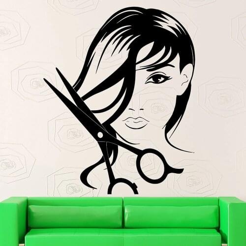Wall Sticker Vinyl Decal Hair Beauty Salon Girl Teen Barbershop Decor Window Stickers Pattern Decals Scissors D173