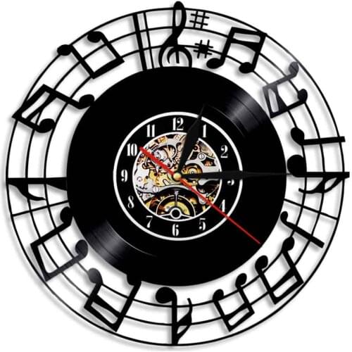 Musical Notes Clef Music Studio Vinyl Record Wall Clock Music Icons & Symbles Rock n Roll Wall Clock Wall Watch Music Lover Gift