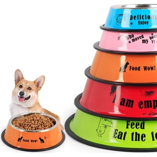 Pet Bowl Dogs Bowl Non-slip Stainless Steel Multicolor Dog Feeding Bowl Water Bowl Puppy Cat Bowl Feeder