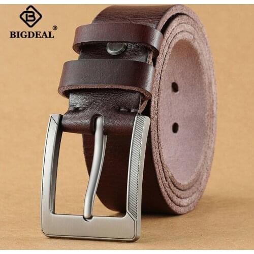 High Quality original leather belt for mens pin buckle simple mens belt for jeans casual pants mens accessories