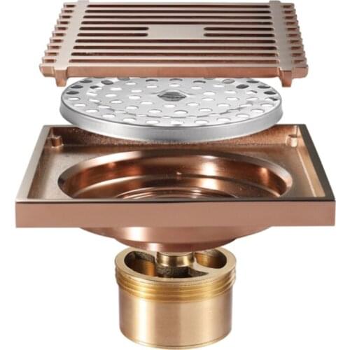 SHGO HOT-HIDEEP Bathroom Shower Floor Drain Brass Deodorant Floor Drain Rose Gold Toilet Floor Drain
