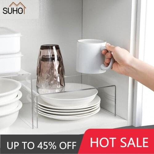 Acrylic Layered Storage Rack for Kitchen Cabinets Divider and Organizer Transparent Home Desktop Storage Racks Shelf Organizer