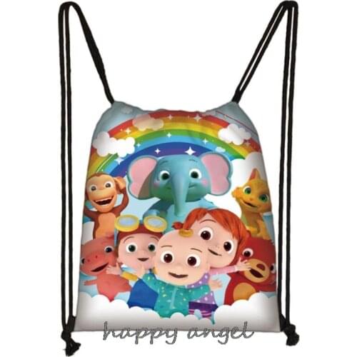 Cute cocomelon Print Drawstring Bag Ladies Storage Bag Women Fashion Shopping Bags Teenager Boys Girls Backpack Bookbag