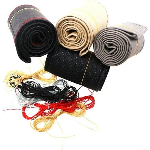 Artificial Leather Car Steering Wheel Woven Cover Sewing Kit for Skoda Volkswagen vw POLO Tiguan Passat CC Golf GTI R20 R36 EOS