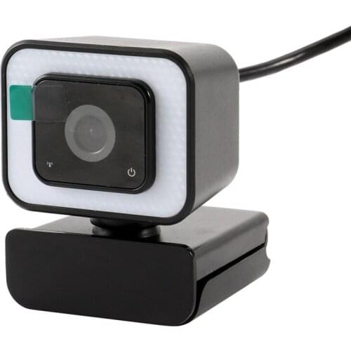 Webcam with Microphone,2K Web Camera with Light, Fixed-Focus, Auto Light Correction, for Video Conferencing, Teaching