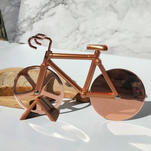 Bicycle Pizza Cutter Stainless Steel Non-stick Two-wheel Bicycle Shape Pizza Cutter with Stand Pizza Tool Kitchen