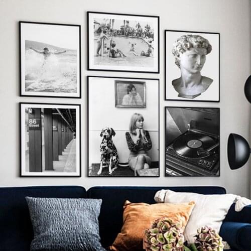 Vintage Photography Sea Waves Gallery Dog Wall Art Canvas Painting Nordic Posters And Prints Wall Pictures For Living Room Decor