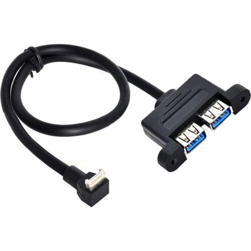 High Speed Data Transmission Dual USB 3.0 Type-A Female to USB 3.1 Front Panel Header Key-B Extension Cable Panel Mount Type