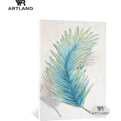 YYR-ARTLAN blue Peacock feather home wall decoration Hand-painted canvas oil painting wall art picture for living room unframe