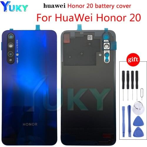 For Huawei 5T Back Battery Cover Honor 20 Rear Glass Door Panel Case For Huawei Honor 20 Pro Battery Cover+Camera Lens Replace