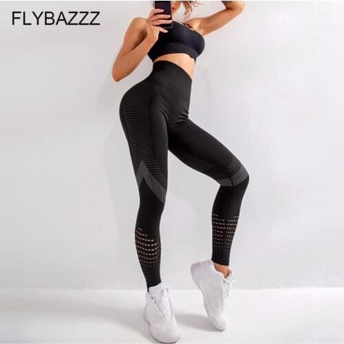 Women Energy Seamless Tummy Control Hollow Yoga Leggings Stretchy Activewear Gym Tights High Waist Fitness Sport Running Pants