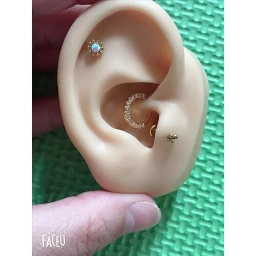 3pcs/set stainless steel 16G daith earring trinity ball opal crystal labret tragus Stud Helix Piercing Septum Body Jewelry Women