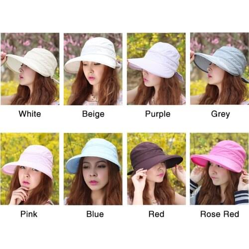 Ladies Bowknot Korean Style Sun Hat Practical Beach Fashion Summer Foldable Cap Visors Outdoor Hiking Travel Solid