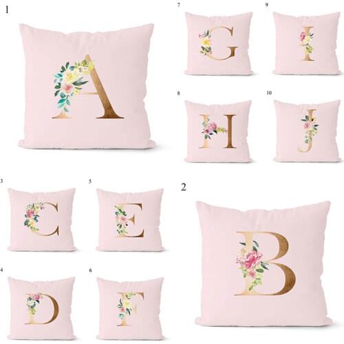26 English Letters Cushion Cover Square Sofa Throw Pillowcase DIY Custom Name Alphabet Pattern Pillow Covers Office Home Decor