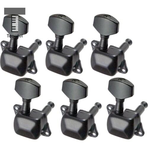 Tooyful 6 Pieces Semiclosed Iron Tuning Pegs Tuners Machine Heads 6R for Electric Guitar Parts Black
