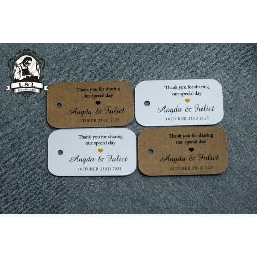 #65 200 pcs 3.5x6.5cm kraft/white paper label wedding favor tags attend a wedding Label customization Happiness sweet label