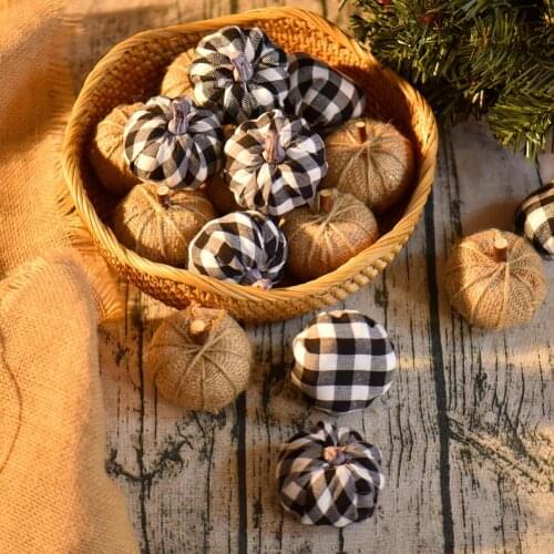 8PCS Mini Artificial Pumpkins Autumn Ornaments Halloween Decor Linen Simulation Vegetabl Model Thanksgiving Fall Decor For Home