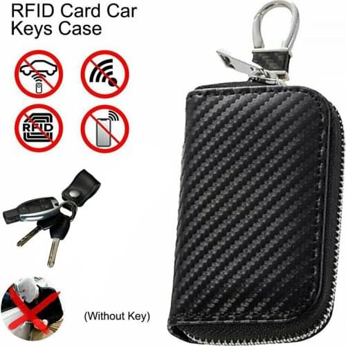 Car Key RFID Signal Blocker Bag PU Leather RFID Key Fob Protector Pouch Keyless Case Anti-Theft RFID Blocking Bag