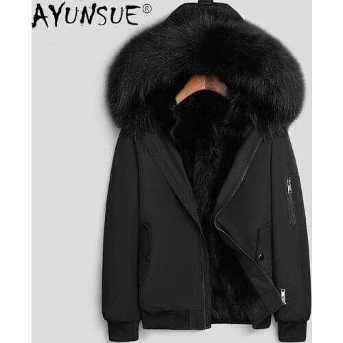 AYUNSUE Men Jacket Winter Thick Mens Clothing 2020 New Male Jacket Hooded Coat Real Raccoon Fur Jackets Erkekler Parkas LXR360