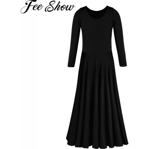 2018 Girls Long Sleeves Ballet Dance Ankle Length Dress SZ 4-12 Years girl tracksuits costume Fitness Gymnastics Wear Leotard