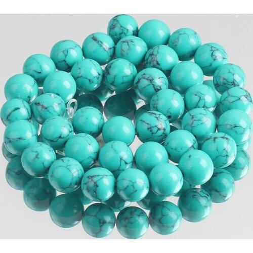 Light Green Shell Turquoises Howlite Stone Beads Round Loose Beads For Jewelry Making DIY Bracelet Accessories 4/6/8/10/12MM 15"