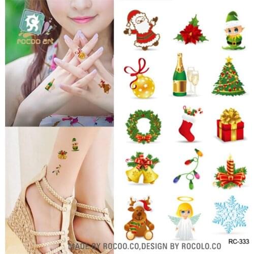 Body Art waterproof temporary tattoos for men and women 3d Christmas trees design small arm tattoo sticker wholesales RC2333