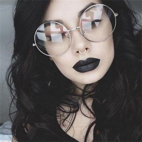Oversized Clear Round Glasses Silver Metal Frame Vintage Big Circle Glasses Brand Designer Huge Big Nerd Eyeglasses Women