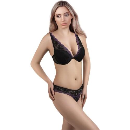 Bra Panty Set For Women Sexy Seamless Underwear Bralette Lace Ultra Thin Padded Backless Transparent Adjustable Strap New Style