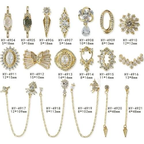 5pcs 3D bow/unicorn/tassel chain nail jewelry zircon chain nail art luxury crystal pendant metal nails Decoration nail Charms