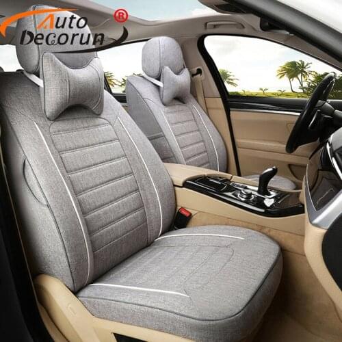 AutoDecorun 14PCS/Set Linen Fabric Cover Car Seat for Audi A1 Accessories Seat Covers Custom Seat Cushion Supports Car Styling